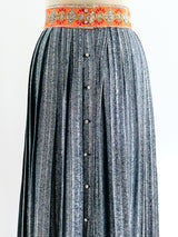 Metallic Silver Pleated Maxi Skirt Bottom arcadeshops.com