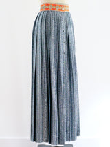 Metallic Silver Pleated Maxi Skirt Bottom arcadeshops.com