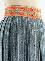 Metallic Silver Pleated Maxi Skirt Bottom arcadeshops.com