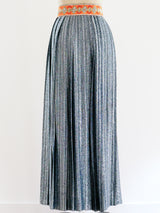 Metallic Silver Pleated Maxi Skirt Bottom arcadeshops.com