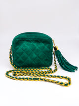 St John Quilted Green Suede Shoulder Bag Accessory arcadeshops.com