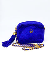 St John Quilted Blue Suede Shoulder Bag Accessory arcadeshops.com