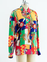 Escada Flag Print Silk Blouse Top arcadeshops.com