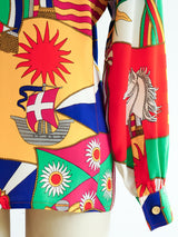 Escada Flag Print Silk Blouse Top arcadeshops.com