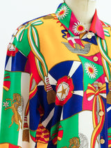 Escada Flag Print Silk Blouse Top arcadeshops.com