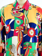 Escada Flag Print Silk Blouse Top arcadeshops.com