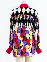 Escada Horse Race Print Silk Blouse Top arcadeshops.com