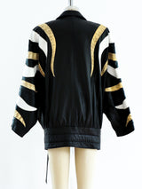 Snakeskin Flame Applique Leather Jacket Jacket arcadeshops.com