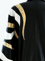 Snakeskin Flame Applique Leather Jacket Jacket arcadeshops.com