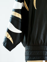 Snakeskin Flame Applique Leather Jacket Jacket arcadeshops.com
