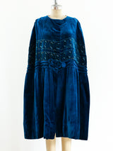 1920's Peacock Blue Velvet Cape Jacket arcadeshops.com