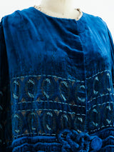 1920's Peacock Blue Velvet Cape Jacket arcadeshops.com