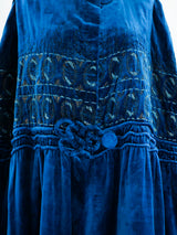 1920's Peacock Blue Velvet Cape Jacket arcadeshops.com