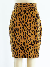 Leopard Print Suede Skirt Bottom arcadeshops.com