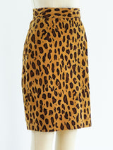 Leopard Print Suede Skirt Bottom arcadeshops.com