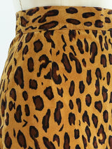 Leopard Print Suede Skirt Bottom arcadeshops.com