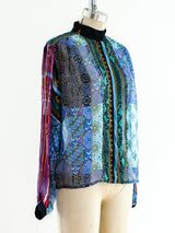 Mixed Print Silk Chiffon Shirt Top arcadeshops.com