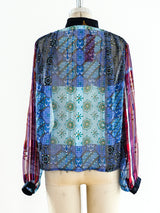 Mixed Print Silk Chiffon Shirt Top arcadeshops.com