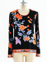 Leonard Paris Floral Jersey Long Sleeve Top Top arcadeshops.com