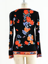 Leonard Paris Floral Jersey Long Sleeve Top Top arcadeshops.com