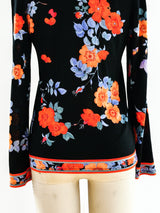 Leonard Paris Floral Jersey Long Sleeve Top Top arcadeshops.com