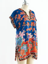 1920's Floral Rayon Pajama Top Top arcadeshops.com