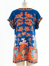 1920's Floral Rayon Pajama Top Top arcadeshops.com