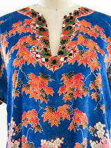 1920's Floral Rayon Pajama Top Top arcadeshops.com