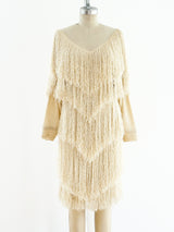 Ivory Yarn Fringe Knit Dress Dress arcadeshops.com