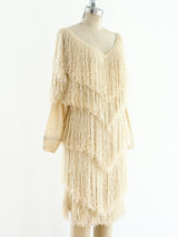 Ivory Yarn Fringe Knit Dress Dress arcadeshops.com