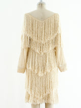 Ivory Yarn Fringe Knit Dress Dress arcadeshops.com