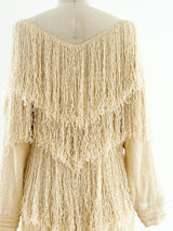 Ivory Yarn Fringe Knit Dress Dress arcadeshops.com