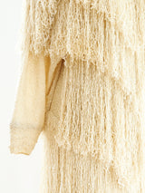 Ivory Yarn Fringe Knit Dress Dress arcadeshops.com