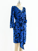 Yves Saint Laurent Blue Floral Silk Dress Dress arcadeshops.com