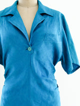 Gucci Turquoise Linen Dress Dress arcadeshops.com