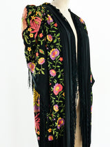 1920's Fringed Floral Piano Shawl Duster Jacket arcadeshops.com