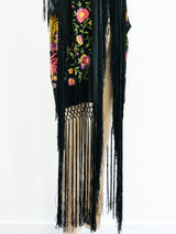 1920's Fringed Floral Piano Shawl Duster Jacket arcadeshops.com