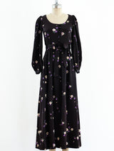 1970's Yves Saint Laurent Eggplant Floral Dress Dress arcadeshops.com