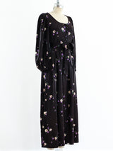 1970's Yves Saint Laurent Eggplant Floral Dress Dress arcadeshops.com