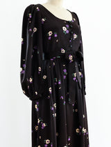 1970's Yves Saint Laurent Eggplant Floral Dress Dress arcadeshops.com