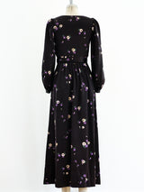1970's Yves Saint Laurent Eggplant Floral Dress Dress arcadeshops.com