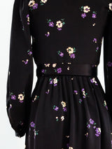 1970's Yves Saint Laurent Eggplant Floral Dress Dress arcadeshops.com