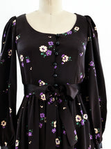 1970's Yves Saint Laurent Eggplant Floral Dress Dress arcadeshops.com