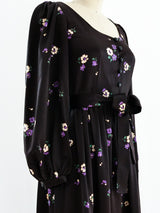 1970's Yves Saint Laurent Eggplant Floral Dress Dress arcadeshops.com