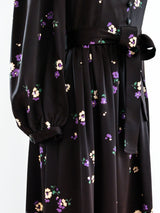 1970's Yves Saint Laurent Eggplant Floral Dress Dress arcadeshops.com