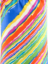 One Shouldered Rainbow Stripe Silk Dress Dress arcadeshops.com