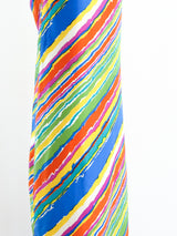 One Shouldered Rainbow Stripe Silk Dress Dress arcadeshops.com