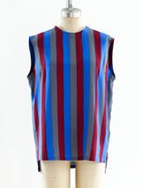 Vertical Stripe Sleeveless Silk Blouse Top arcadeshops.com