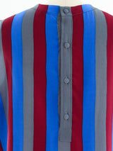 Vertical Stripe Sleeveless Silk Blouse Top arcadeshops.com