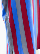 Vertical Stripe Sleeveless Silk Blouse Top arcadeshops.com